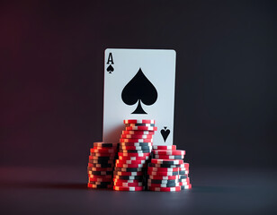 Ace Card with Chips A High Roller's Delight