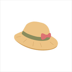 Cute Straw Hat with Bow Illustration