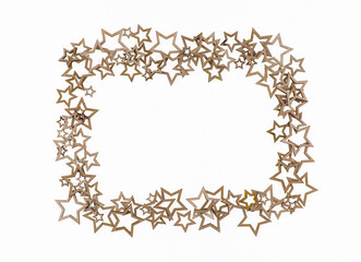 frame made of wooden stars isolated on white background