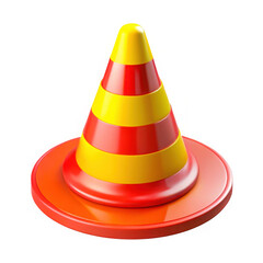 Striped traffic cone illustration on transparent background