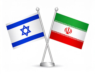 Israel and Iran flags waving one near the other one