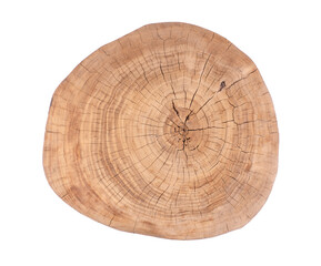 texture and structure of old wood cut with cracks and annual rings