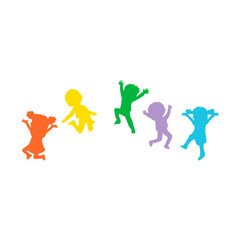 International friendship day with group kids jumping 