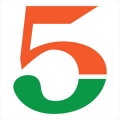 Modern Number Five Graphic in Orange and Green