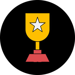 Gold trophy single icon vector illustration