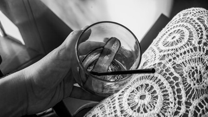 Summer lace dress and drink