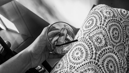 Summer lace dress and drink