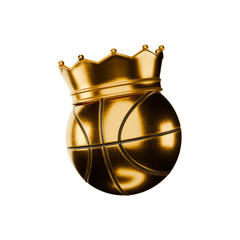 basketball with gold crown on top, transparent background