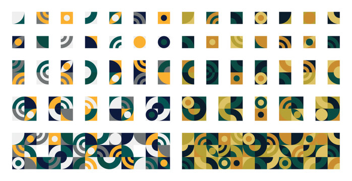 Geometric poster template retro Bauhaus style with abstract geometry - Vector illustration