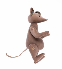 funny plush mouse toy isolated on white background