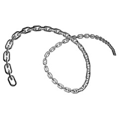 Crossed curved chains in flowing motion