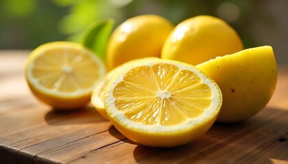 "Sliced lemons and limes with water droplets, vibrant citrus freshness."