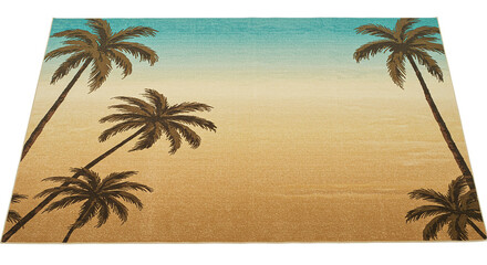 Dreaming of a tropical getaway with a relaxing sandy beach under the shade of palm trees on transparent background