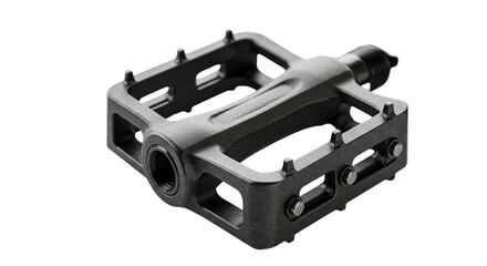 A rugged black composite bike pedal ready for an adventure showcasing durability and grip shot on transparent background