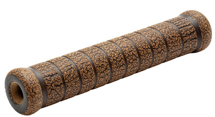 A textured brown handle grip reminiscent of aged wood providing a secure and comfortable hold on transparent background