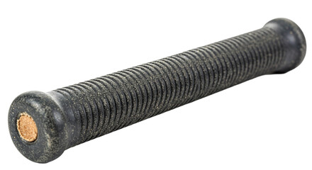 A sturdy black rubber bat grip shows resilient use evidence of countless swings and heroic on transparent background