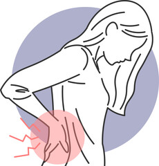 Woman with lower back pain in simple vector illustration