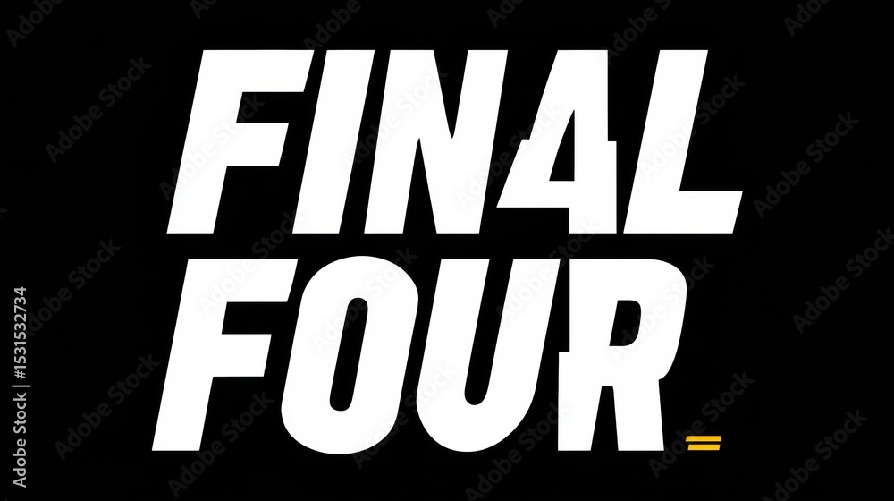 Poster Bold Typography Design Features Dynamic Final Four Text on a Minimalist Black Background, Emphasizing the Excitement of a Major Sports Event