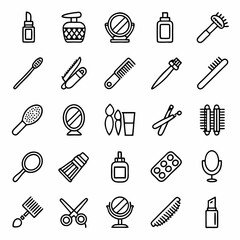 Beauty and personal care icons set vector illustration for beauty salon and store design elements