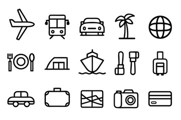 Travel & Vacation Line Icons vector set
