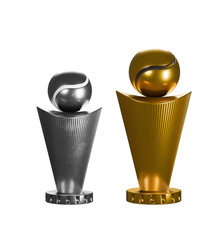metallic tennis trophy on transparent background