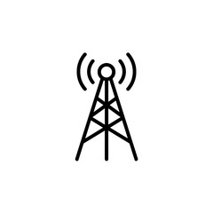 Radio tower with transmission waves in minimal black design  