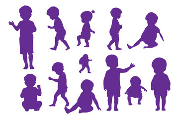 Silhouettes of Children: This high-quality illustration brings childhood joy to life in a captivating