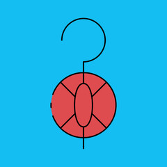 Ruby earring single icon vector illustration