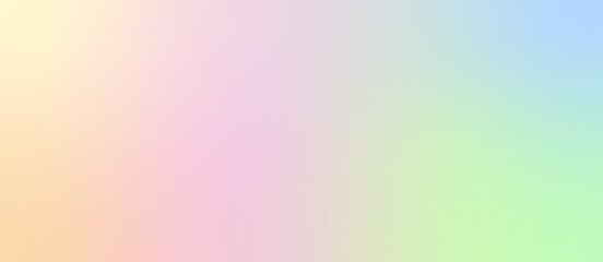 Soft gradient background in danish pastel colors including yellow, peach, pink, blue and green. Abstract gradient texture.