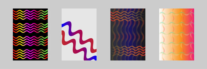 Color Lines with Gradient of Abstract Vector Background with Wavy Shapes and Rainbow Squiggle Ribbons