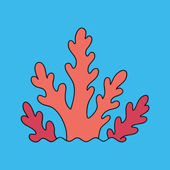 coral reef   vector illustration of a  red grass under the sea