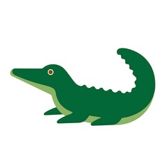 Obraz premium Cartoon Crocodile Drawing: Playful and Educational Vector Art with Green Color and Sharp Teeth in Child-Friendly Style for Wildlife Awareness and Safari-Themed Designs