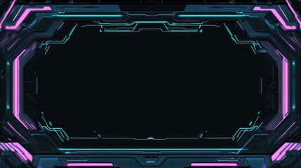 Futuristic, glowing, frame border.  Dark, sleek, technology interface
