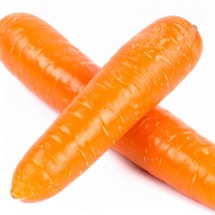 Carrots on Isolated White Background – Whole Orange Roots with Glossy Skin and Sharp Macro Focus