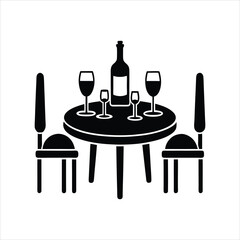  Dinner Table Icon Silhouette Vector Art