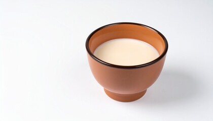 Camel Milk in Ceramic Bowl on Isolated White Background – Low-Fat Alternative with Natural Color and Studio Lighting