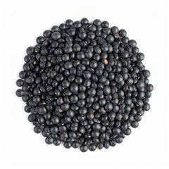 Black Lentils on Isolated White Background – Tiny Black Urad Dal Relative with Nutty Aroma and Studio Lighting