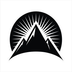 Majestic Mountain Sunrise Silhouette Vector