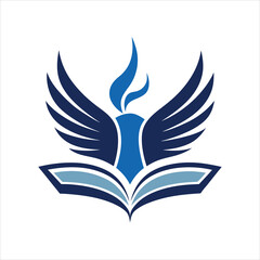 Minimalist Church Emblem Flying Wings and Bible Concept