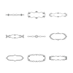 Obraz premium Elegant Black Line Art Border Collection