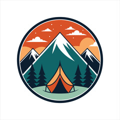 Retro Camping Logo Template Wilderness Tourism Icon Design