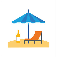 Summer Vacation Cabana with Chairs and Champagne Vector