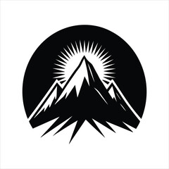Sunrise Over Mountain Vector Illustration