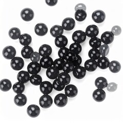 Caviar on Isolated White Background – Lustrous Black Pearls with Glossy Finish and Macro Studio Lighting