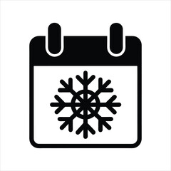Winter Calendar Icon Silhouette Vector Art