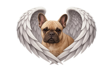 French Bulldog with Angel Wings – Pet Dog Memorial Portrait Symbolizing Love, Loss, and Heavenly Remembrance