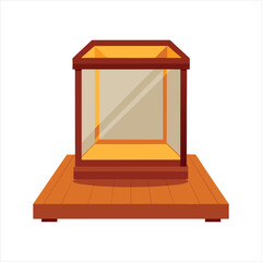 Wooden Showcase Display on Wooden Floor Vector