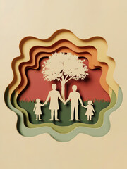 Family in Multilayered Nature Artwork