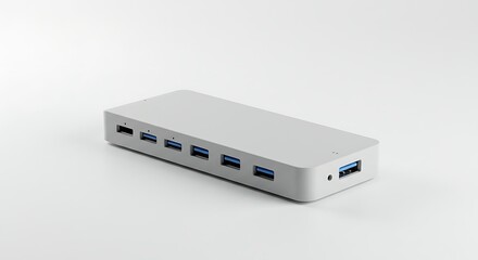 A high-resolution portable external SSD in matte black or silver, angled view, realistic rendering with clean white background, no labels