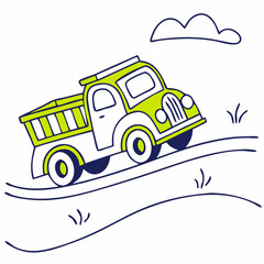 vector illustration of a truck and cartoon truck isolated on white